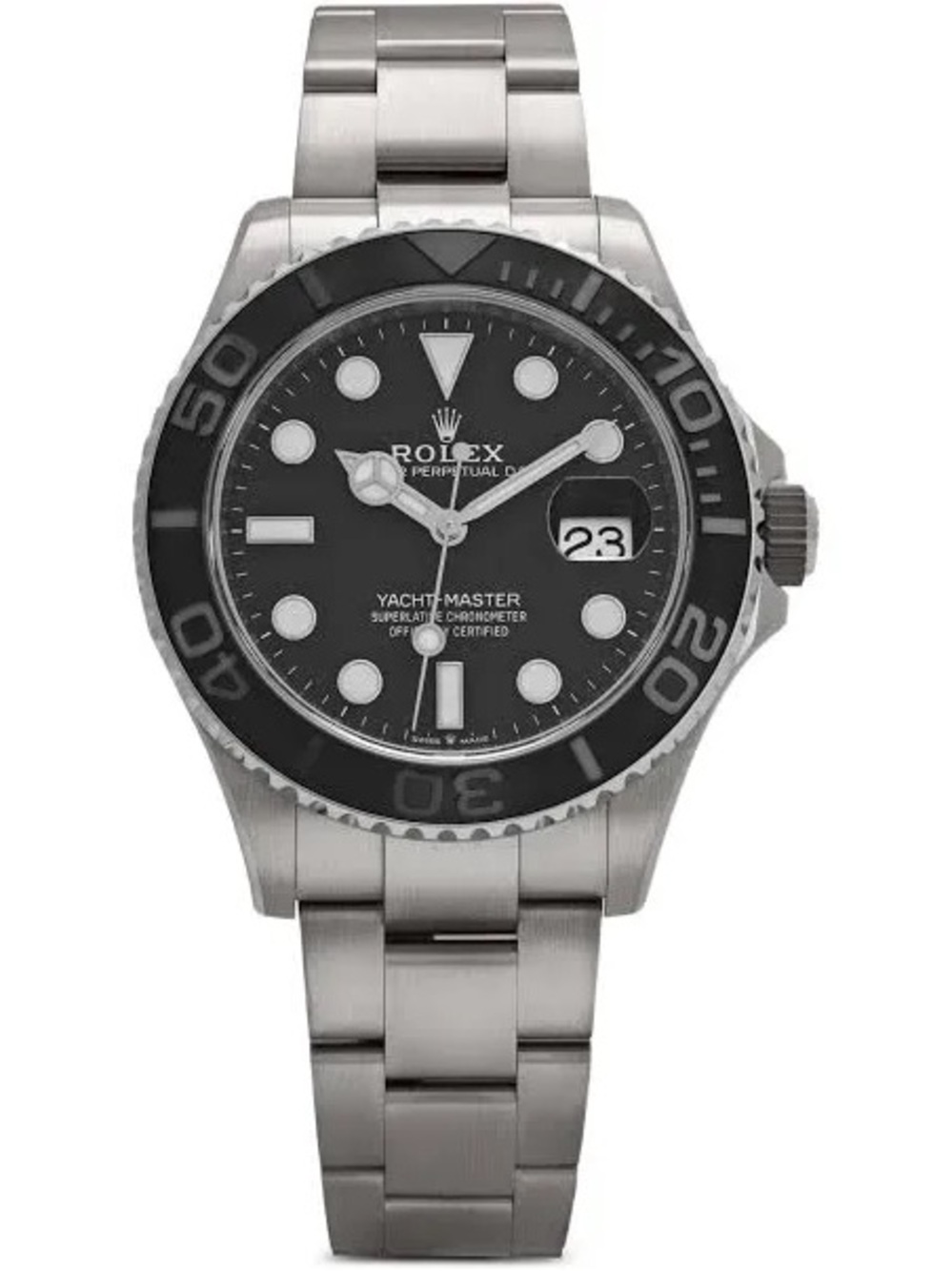 Rolex Black and Silver Yacht-Master Stainless Steel Watch